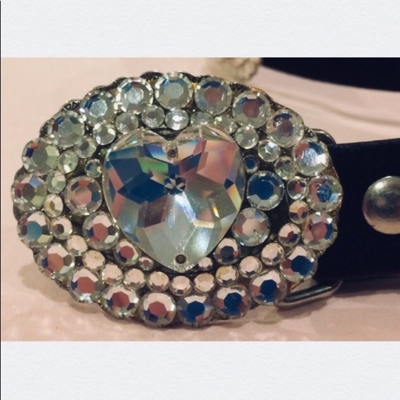 ?NWOT Heart Shaped Crystal, Leather Belt? main image 6